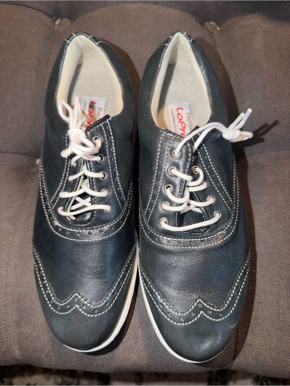 FootJoy Navy Wingtip Derby Sneakers with White Laces and Contrast Stitching